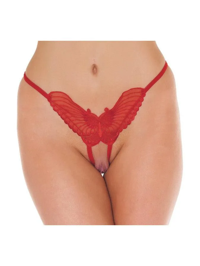 Amorable by Rimba Vibrators Amorable Luxe Kanten Vlinder Slip Met Open Kruis Rood One Size Amorable by Rimba Vibrators Amorable Luxe Kanten Vlinder Slip Met Open Kruis Rood One Size