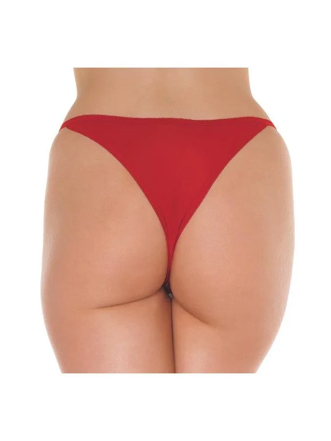 Amorable by Rimba Vibrators | Amorable - Luxe Kanten Vlinder Slip Met Open Kruis - Rood - One Size