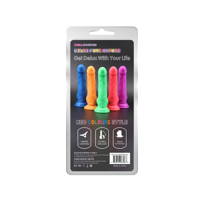 DeLuxe Pure Nature Neo Colours - Siliconen Dildo - 23 x 4.1 cm - Groen | Chisa Female Sex Toys