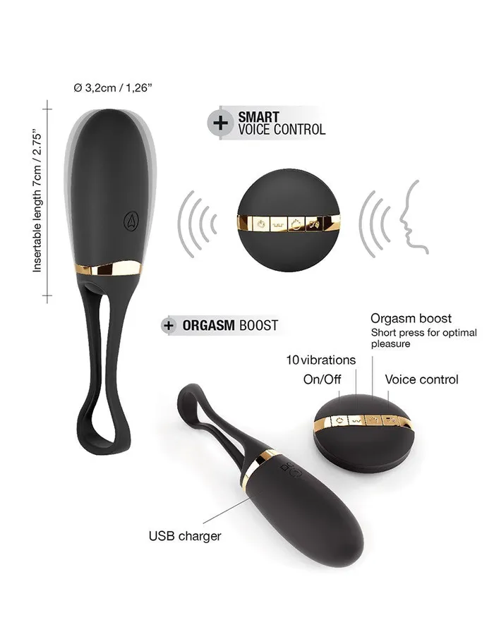 Dorcel Vibrators | Dorcel - Secret Delight - Vibrerend Ei - Met Voice Control - Zwart