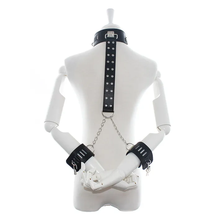 Fixxx Female Sex Toys | Fixxx - Verstelbare Collar met Strap en Polsboeien - PU-Leer - Zwart Fixxx Female Sex Toys | Fixxx - Verstelbare Collar met Strap en Polsboeien - PU-Leer - Zwart