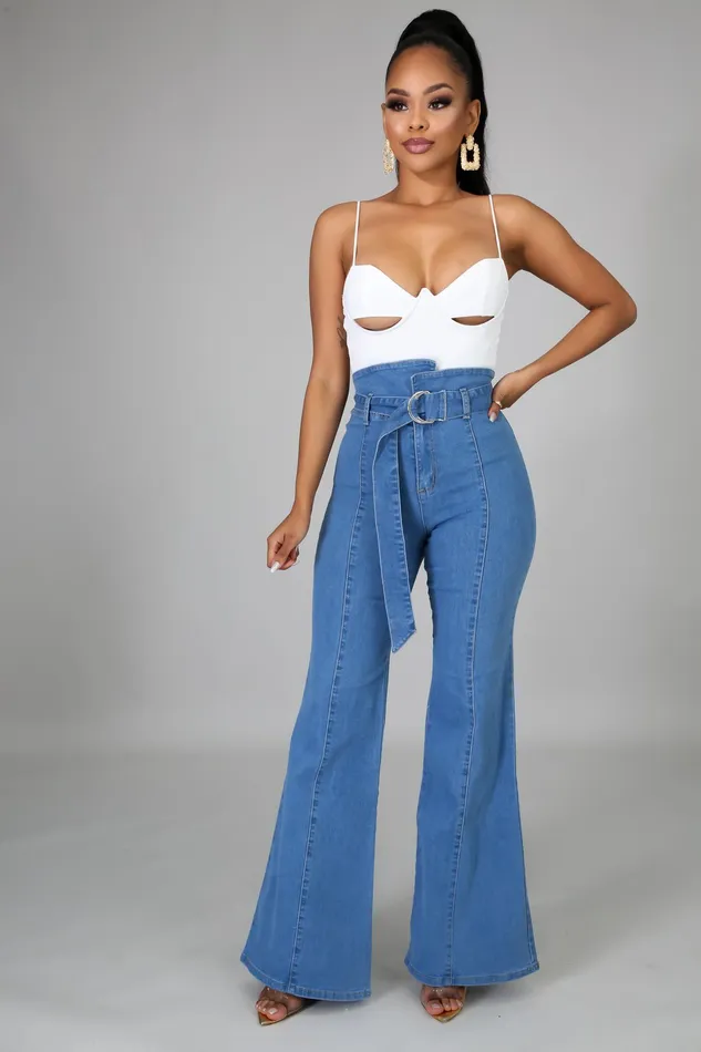 Intimate Play Vibrators High Waist Pants Denim Palazzo Jeans