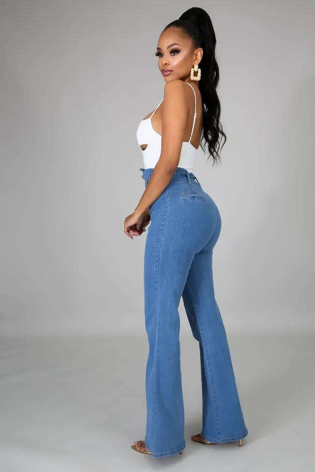 Intimate Play Vibrators | High Waist Pants Denim Palazzo Jeans