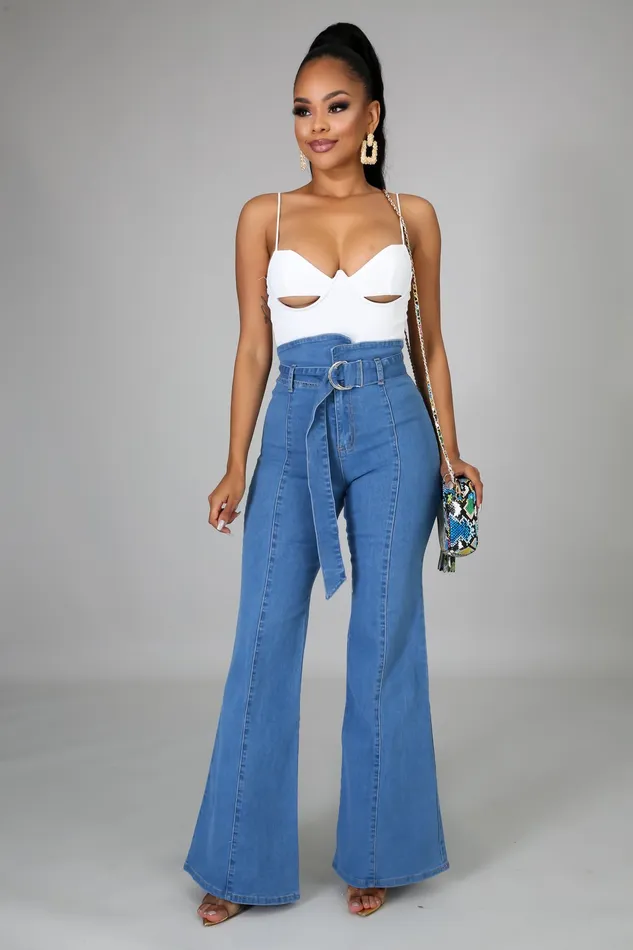 Intimate Play Vibrators | High Waist Pants Denim Palazzo Jeans