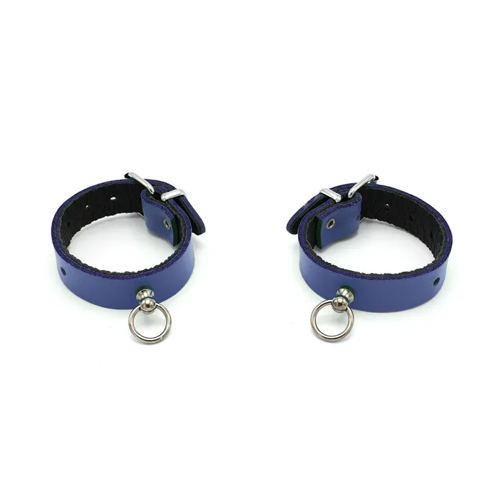 Kiotos Kiotos Leather - Polsboeien Leder met Kleine O-ring - Blauw | Male Sex Toys
