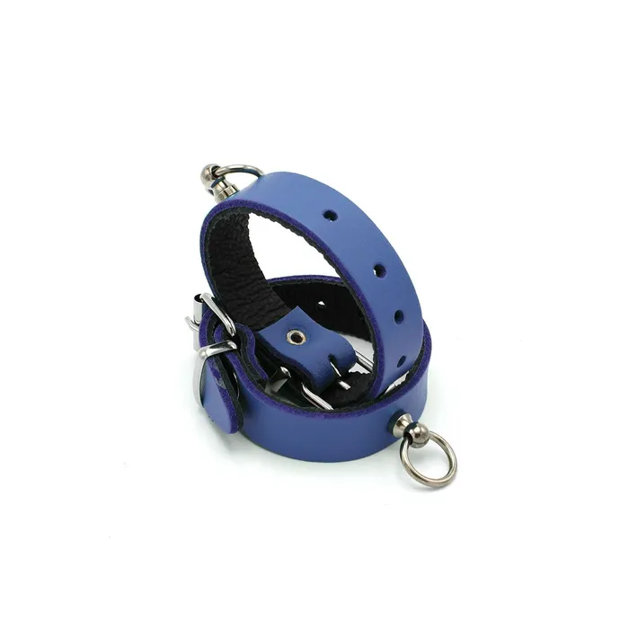 Kiotos Kiotos Leather - Polsboeien Leder met Kleine O-ring - Blauw | Male Sex Toys