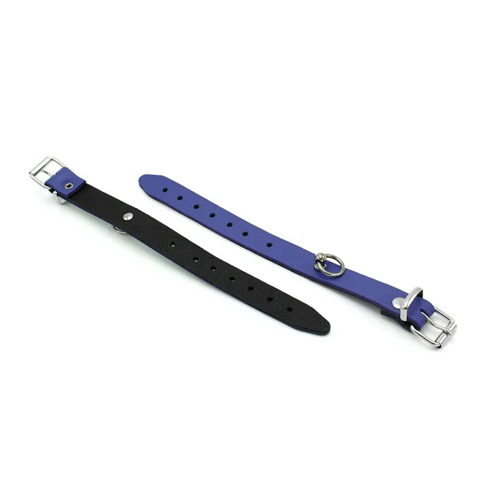 Kiotos Kiotos Leather - Polsboeien Leder met Kleine O-ring - Blauw | Male Sex Toys