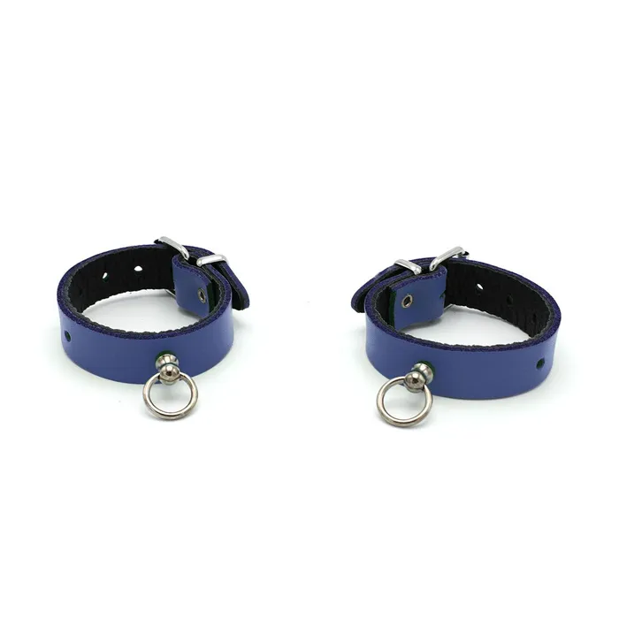 Kiotos Kiotos Leather - Polsboeien Leder met Kleine O-ring - Blauw | Male Sex Toys