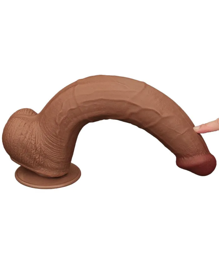 Lovetoy - Dildo - Sliding Skin Dildo - Lengte 34 cm - Bruin | Lovetoy Dildos