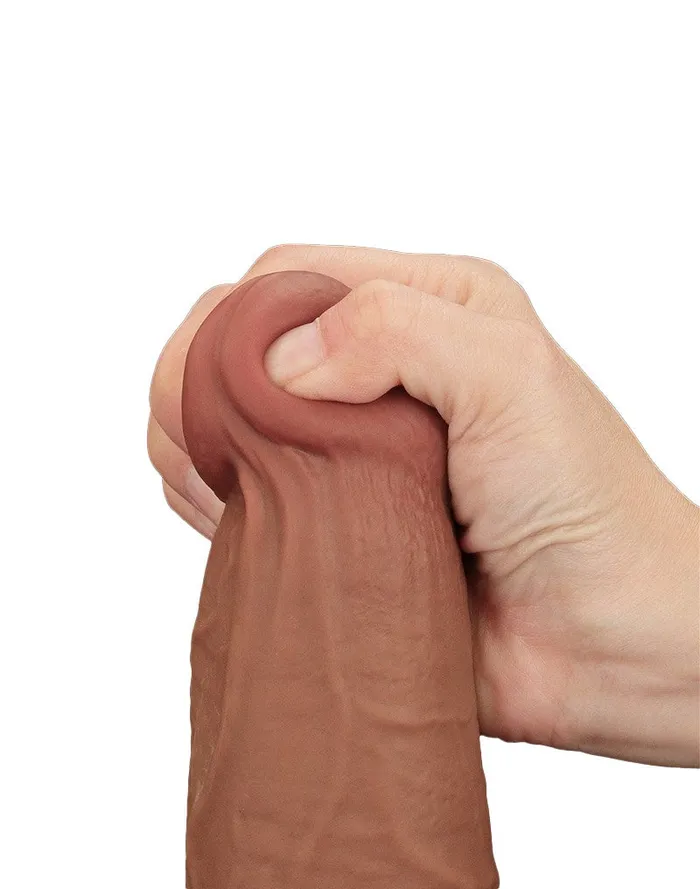 Lovetoy - Dildo - Sliding Skin Dildo - Lengte 34 cm - Bruin | Lovetoy Dildos