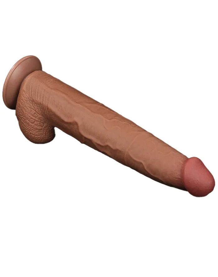 Lovetoy - Dildo - Sliding Skin Dildo - Lengte 34 cm - Bruin | Lovetoy Dildos