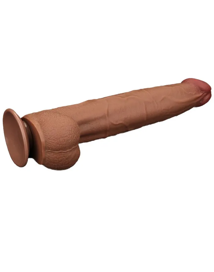 Lovetoy - Dildo - Sliding Skin Dildo - Lengte 34 cm - Bruin | Lovetoy Dildos