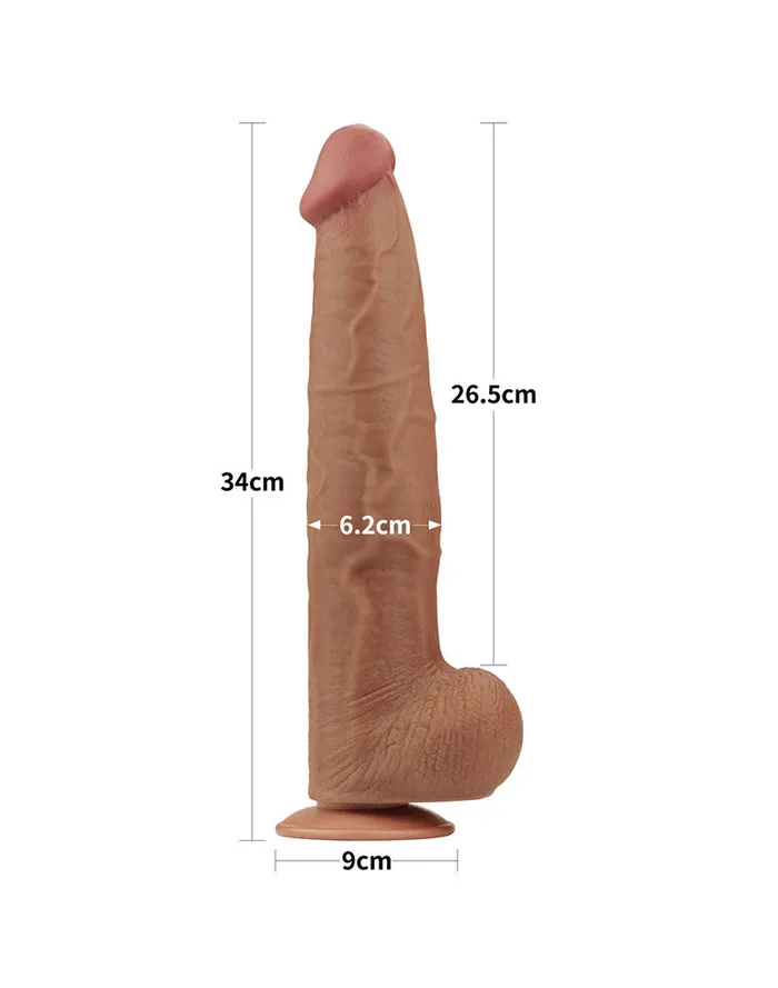Lovetoy - Dildo - Sliding Skin Dildo - Lengte 34 cm - Bruin | Lovetoy Dildos