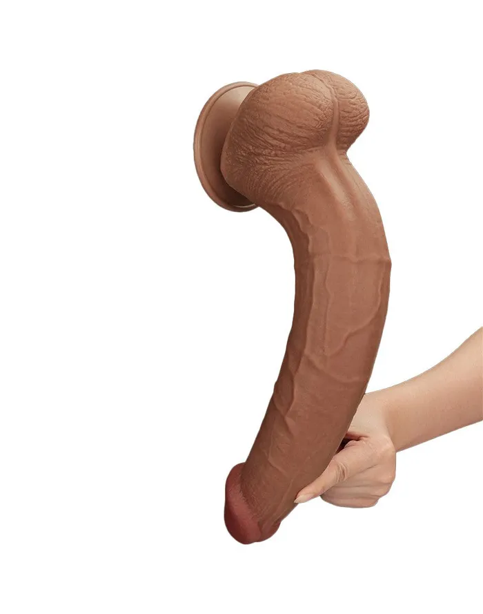 Lovetoy - Dildo - Sliding Skin Dildo - Lengte 34 cm - Bruin | Lovetoy Dildos