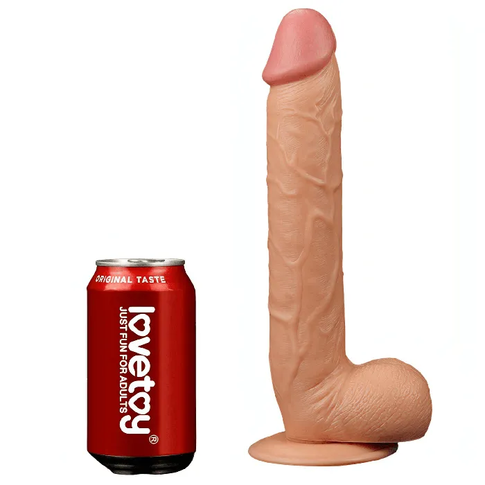 Lovetoy Female Sex Toys | Fallo Maxi 10'' realistico con testicoli e ventosa - 27.5 cm lungo Ø 4.5 cm , Rosa Carne