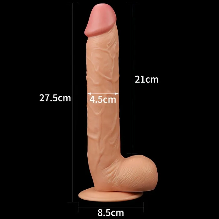 Lovetoy Female Sex Toys | Fallo Maxi 10'' realistico con testicoli e ventosa - 27.5 cm lungo Ø 4.5 cm , Rosa Carne