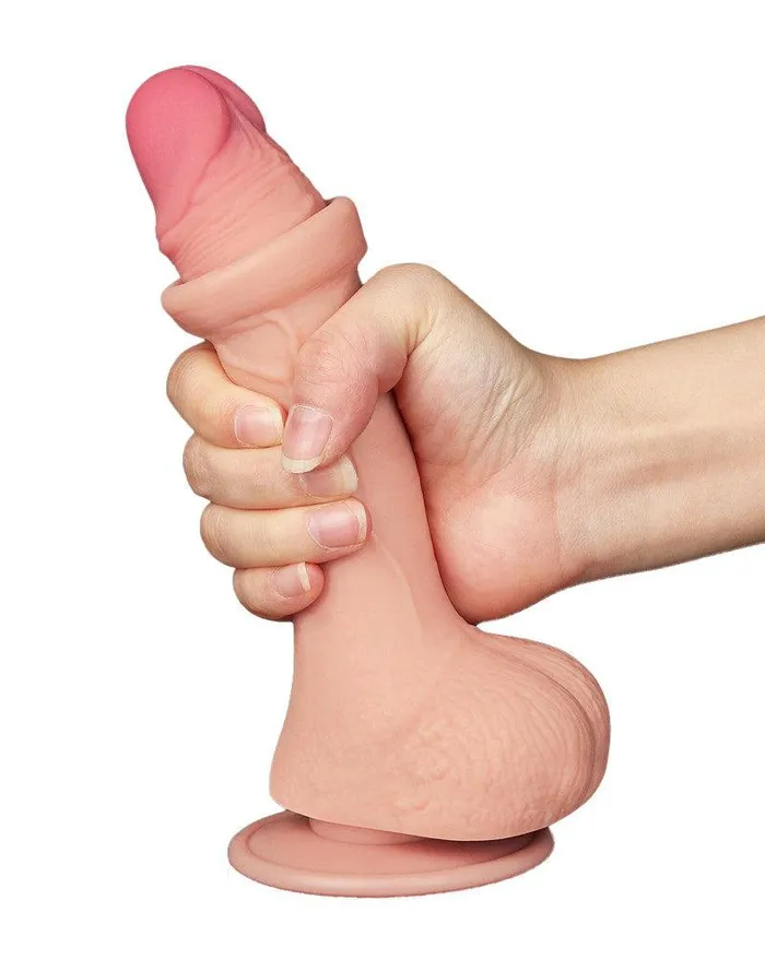 Lovetoy LoveToy - Dildo - Glijdende Huid Dildo - Dubbellaags Dildo - Lengte 19.5 cm - Diameter 3.5 cm - Lichte huidskleur | Dildos