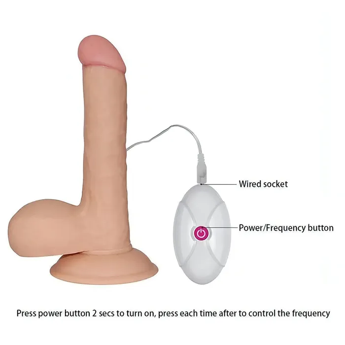 Lovetoy Male Sex Toys | Fallo Realistico 18 cm con Ventosa 100% Ultra Soft, Vibrazione comandata con telecomando - 7.5'' Rosa Carne