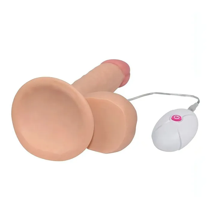 Lovetoy Male Sex Toys | Fallo Realistico 18 cm con Ventosa 100% Ultra Soft, Vibrazione comandata con telecomando - 7.5'' Rosa Carne