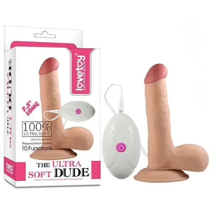 Lovetoy Male Sex Toys | Fallo Realistico 18 cm con Ventosa 100% Ultra Soft, Vibrazione comandata con telecomando - 7.5'' Rosa Carne