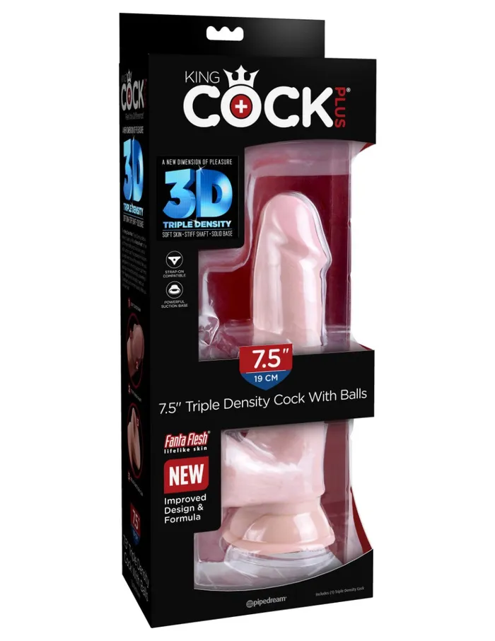 Pipedream Dildos | Pipedream - King Cock - Triple Density Dildo met Balzak - 19 cm
