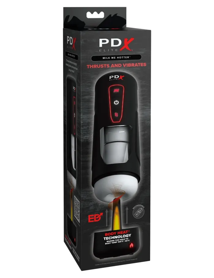 Pipedream Male Sex Toys | Pipedream - PDX Elite Milk Me Hotter - Verwarmende Masturbator - Zwart