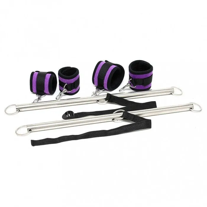 Vibrators | Rimba Bondage Play Rimba - Dubbele Spreader Bar Met Zachte Boeien - Paars/Zwart Vibrators | Rimba Bondage Play Rimba - Dubbele Spreader Bar Met Zachte Boeien - Paars/Zwart