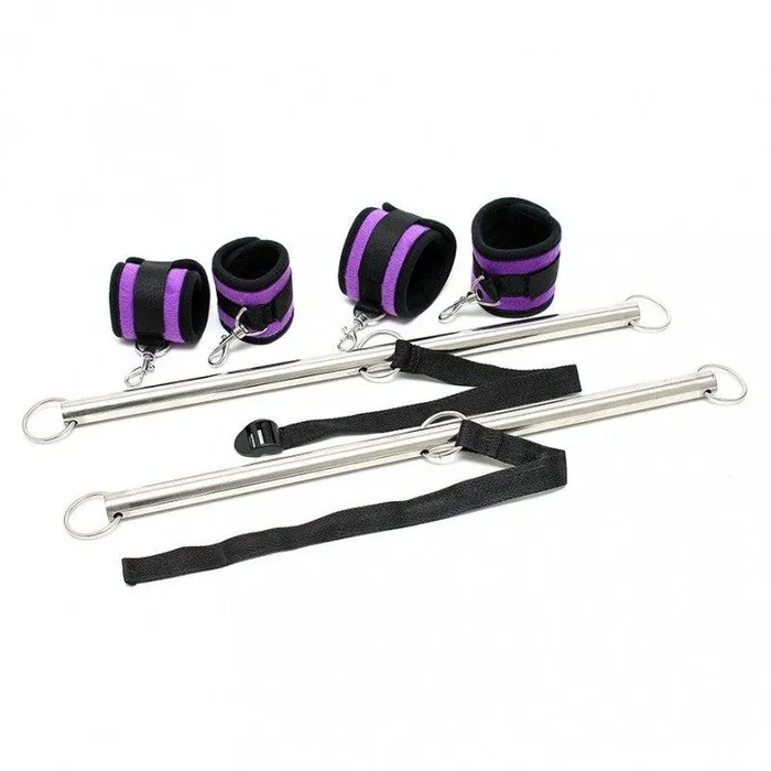 Vibrators | Rimba Bondage Play Rimba - Dubbele Spreader Bar Met Zachte Boeien - Paars/Zwart Vibrators | Rimba Bondage Play Rimba - Dubbele Spreader Bar Met Zachte Boeien - Paars/Zwart