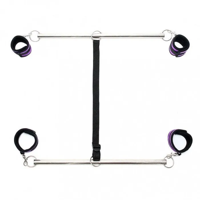 Vibrators | Rimba Bondage Play Rimba - Dubbele Spreader Bar Met Zachte Boeien - Paars/Zwart Vibrators | Rimba Bondage Play Rimba - Dubbele Spreader Bar Met Zachte Boeien - Paars/Zwart